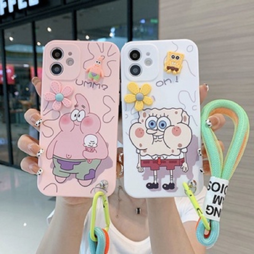 Case 3D Karakter Spongebob - Patrick For Iphone X Xs Max Xr 13 11 12 Pro Max Mini Softcase