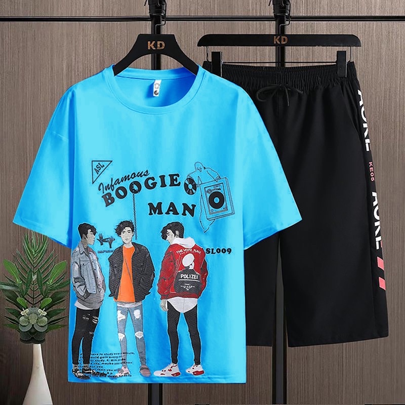 SETELAN PRIA KAOS SET COWOK BOOGIEMAN LENGAN PENDEK + CELPEN SANTAI