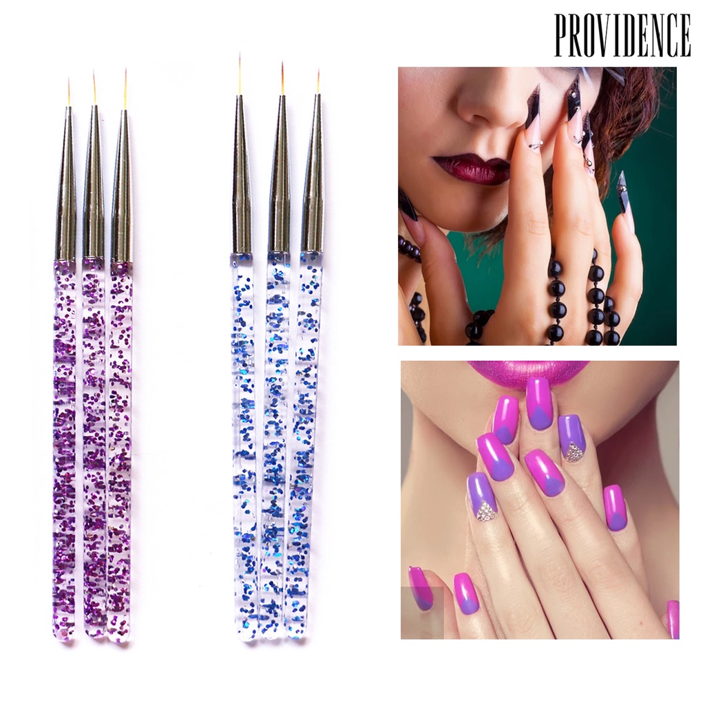 Providence 3Pcs/Set Tip Head Nail Painting Pen Colorful Surface Ultra Thin Sequins Flower Nail Art French Drawing Brush for Manicure