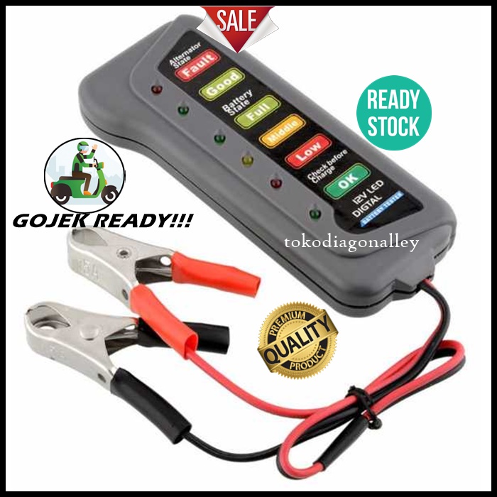 Tester Baterai Tester Aki Alat Test Aki Cek Aki Accu Sepeda Motor Digital 12V 6 LED Murah