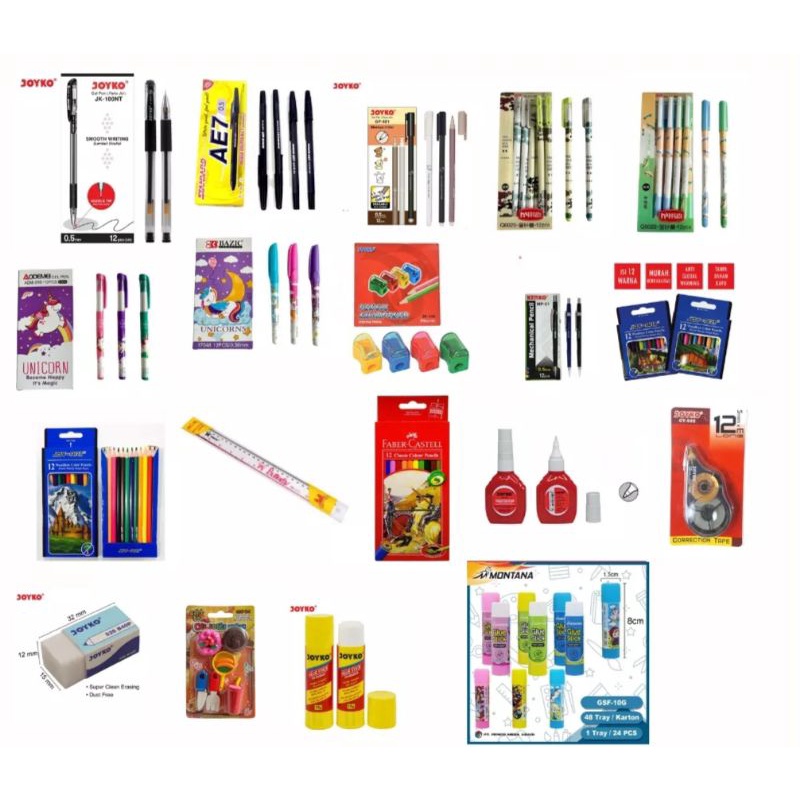 STATIONARY MURAH/PERALATAN TULIS/PENSIL/PULPEN/PENGHAPUS/KOTAK PENSIL/PERALATAN SEKOLAH/SET ALAT TULIS