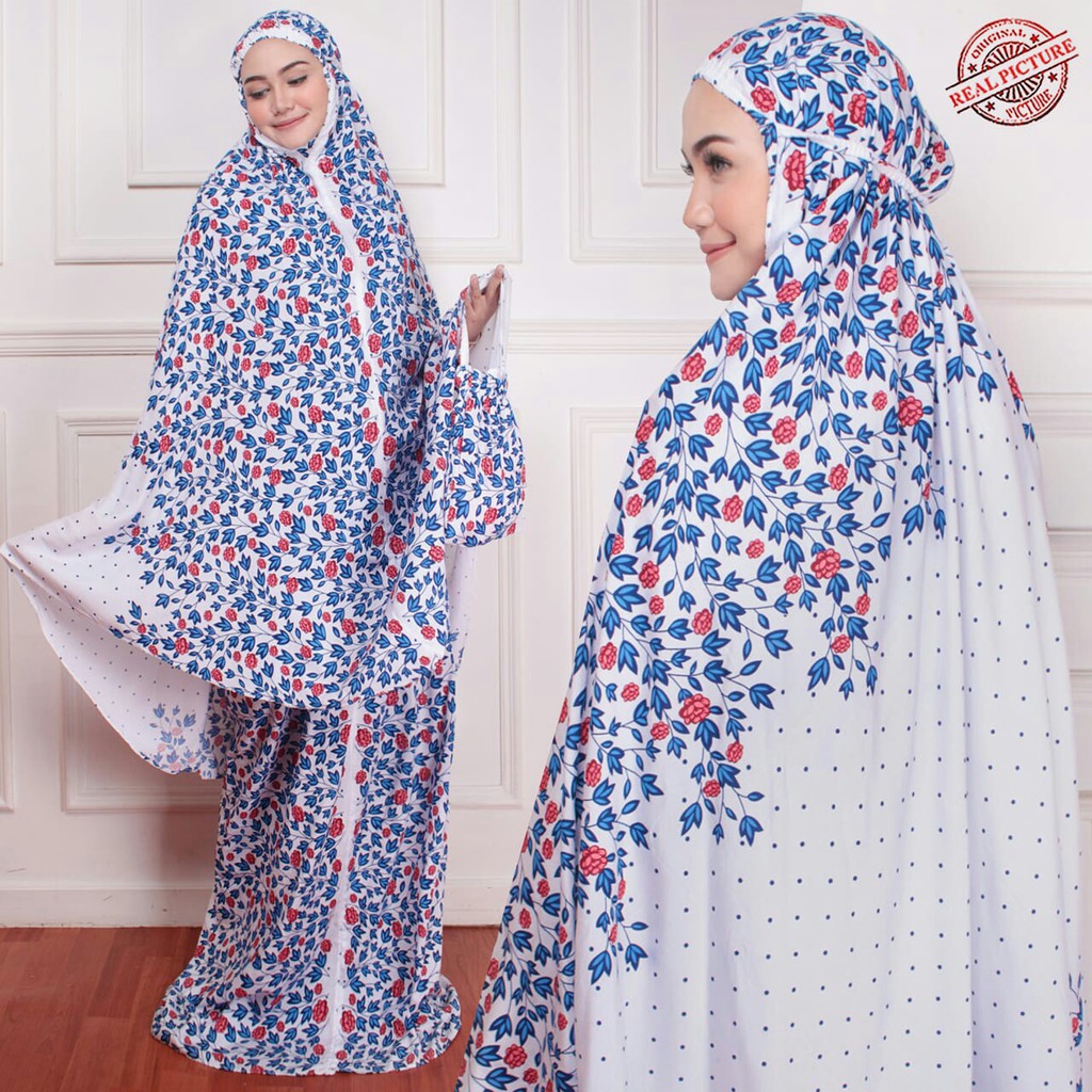 HOPYLOVY - Mukena Cantik Dewasa Jumbo Putih Motif Little Flower