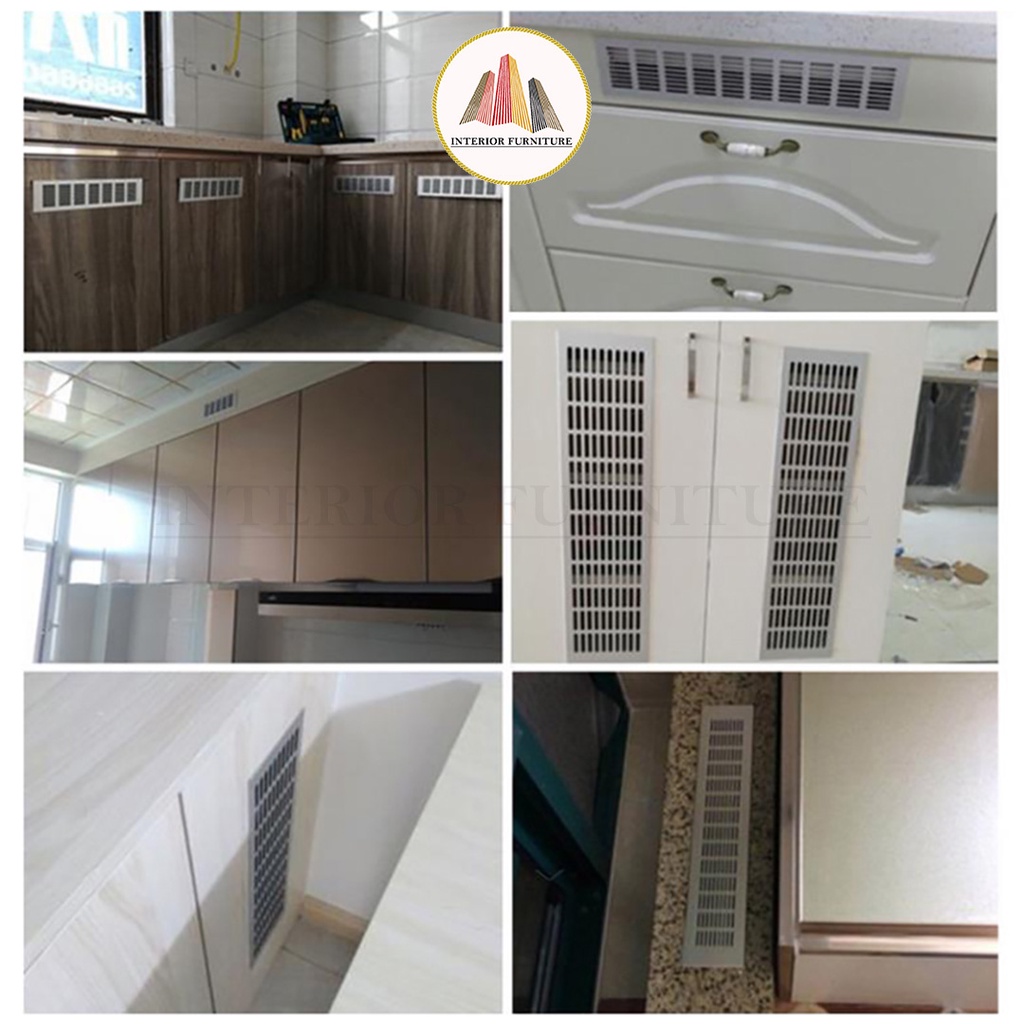 Lubang Udara 5 x 15-40 cm Hitam Anodize Aluminium Lubang Hawa Ventilator Kotak Lobang Ventilasi Meja