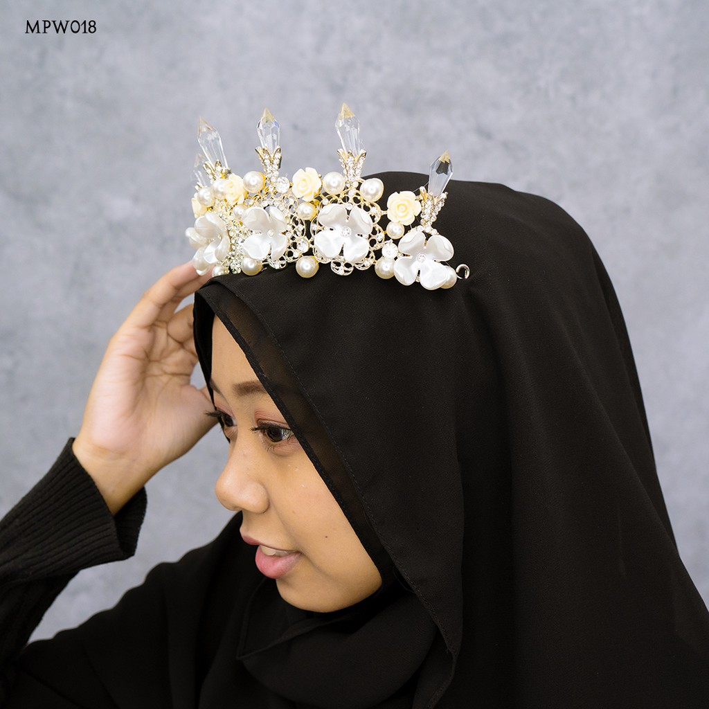 [PALING LARIS] HEADPIECE PERNIKAHAN AKSESORIS HIJAB BUNGA PUTIH MPW018