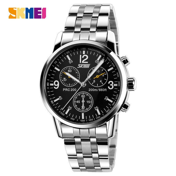 SKMEI 9070S Jam Tangan Pria Analog Tali Stainless WATCHKITE WKOS