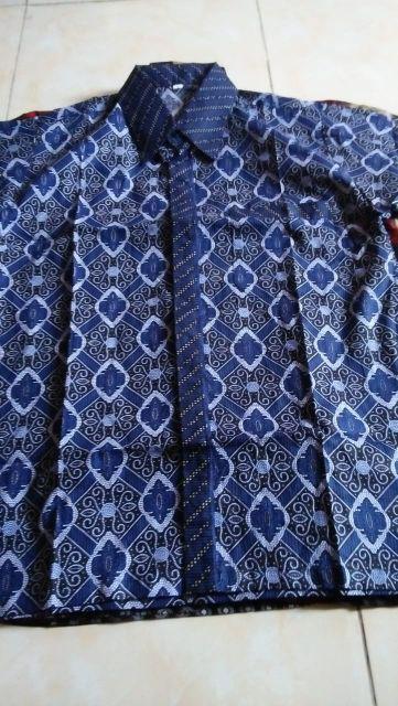 Bswart Batik Hrb026 Kenongo Hem Pendek Anjani Biru Pekalongan M L Xl Batik Pria Murah Modern Grosir