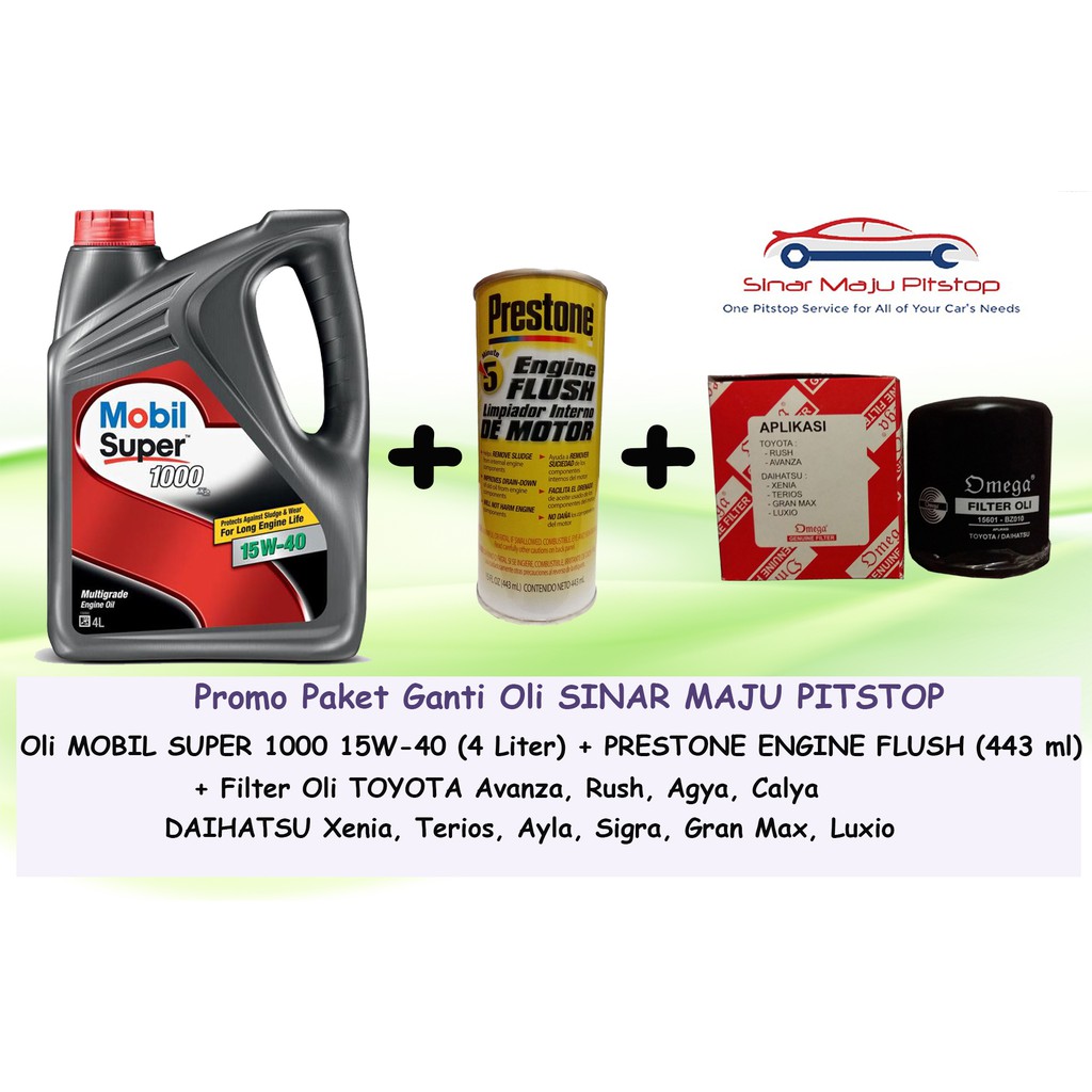 Promo Paket Ganti Oli MOBIL SUPER 15W-40 API SN 4 L & Filter & Engine Flush DAIHATSU GRANMAX & LUXIO