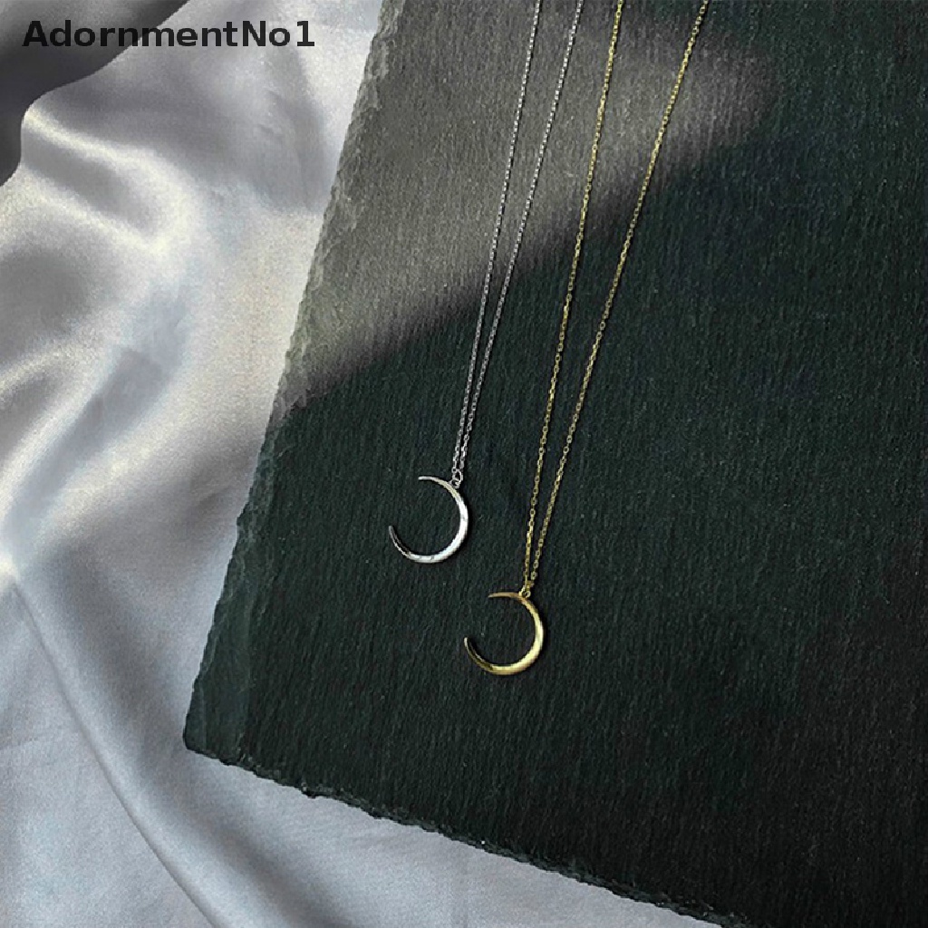 (AdornmentNo1) Kalung Rantai Lapis Silver Dengan Liontin Bulan Sabit Untuk Wanita