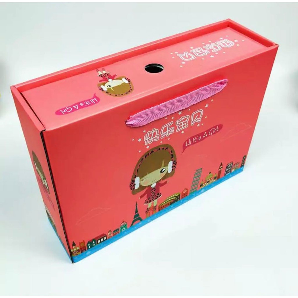 YBSS Kotak Hadiah Bayi Baru Lahir Gift Box Bayi Gift Box Natal Hadiah Ulangtahun 5010-PARIS PINK