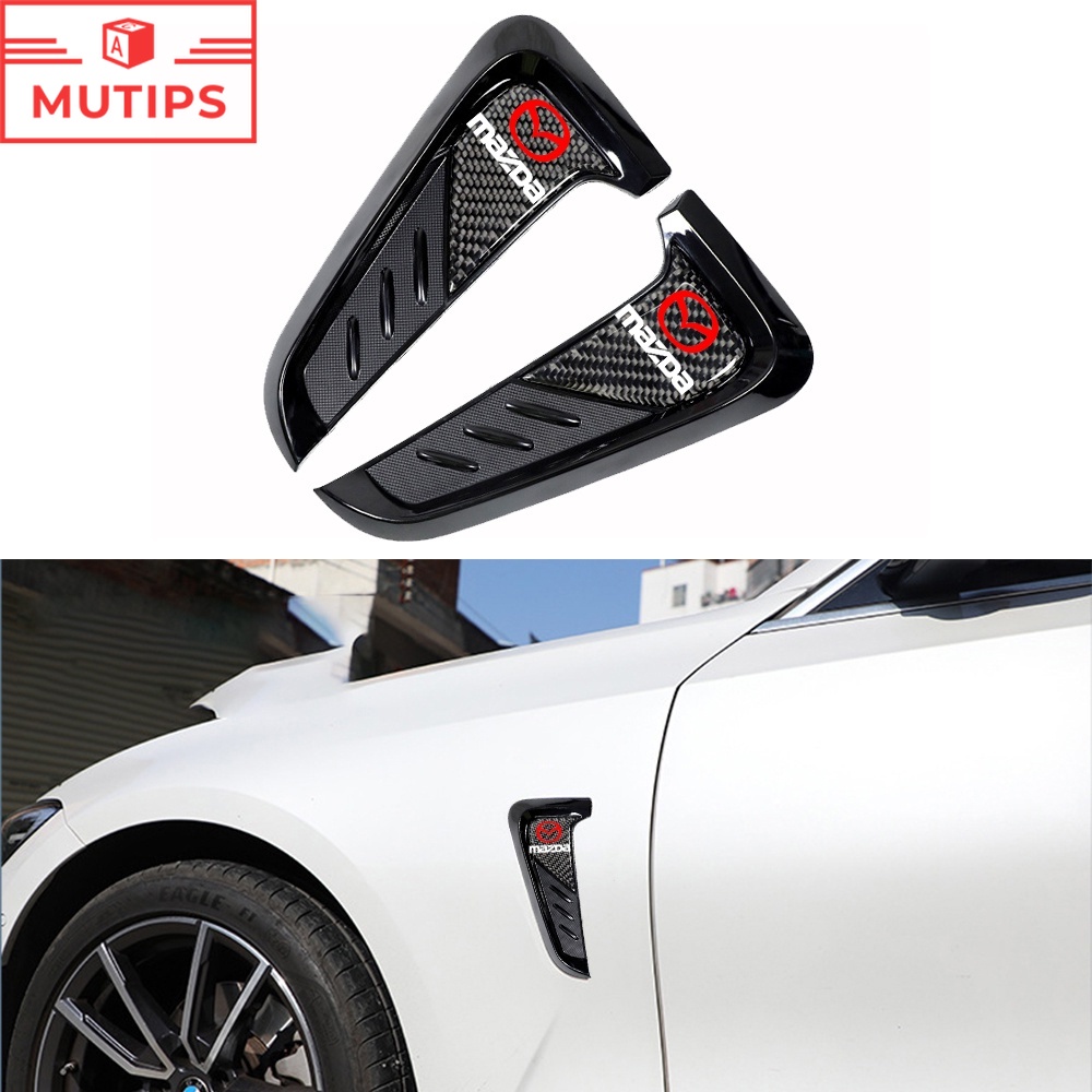 MAZDA 2pcs Stiker Fender Samping Bentuk Hiu Bahan Serat Karbon Untuk 2 3 CX5 CX30 CX8 CX3 Mazda2 6 5 bl gh gp