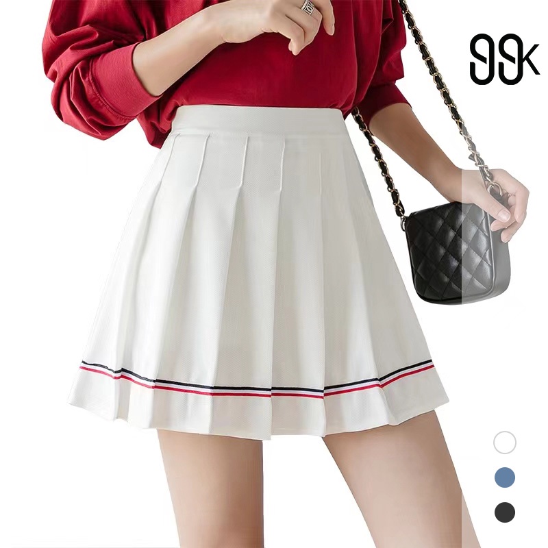 Korean Mini Skirt Pleated Plain Rok Lipit Wanita 2130 (XS-XL)