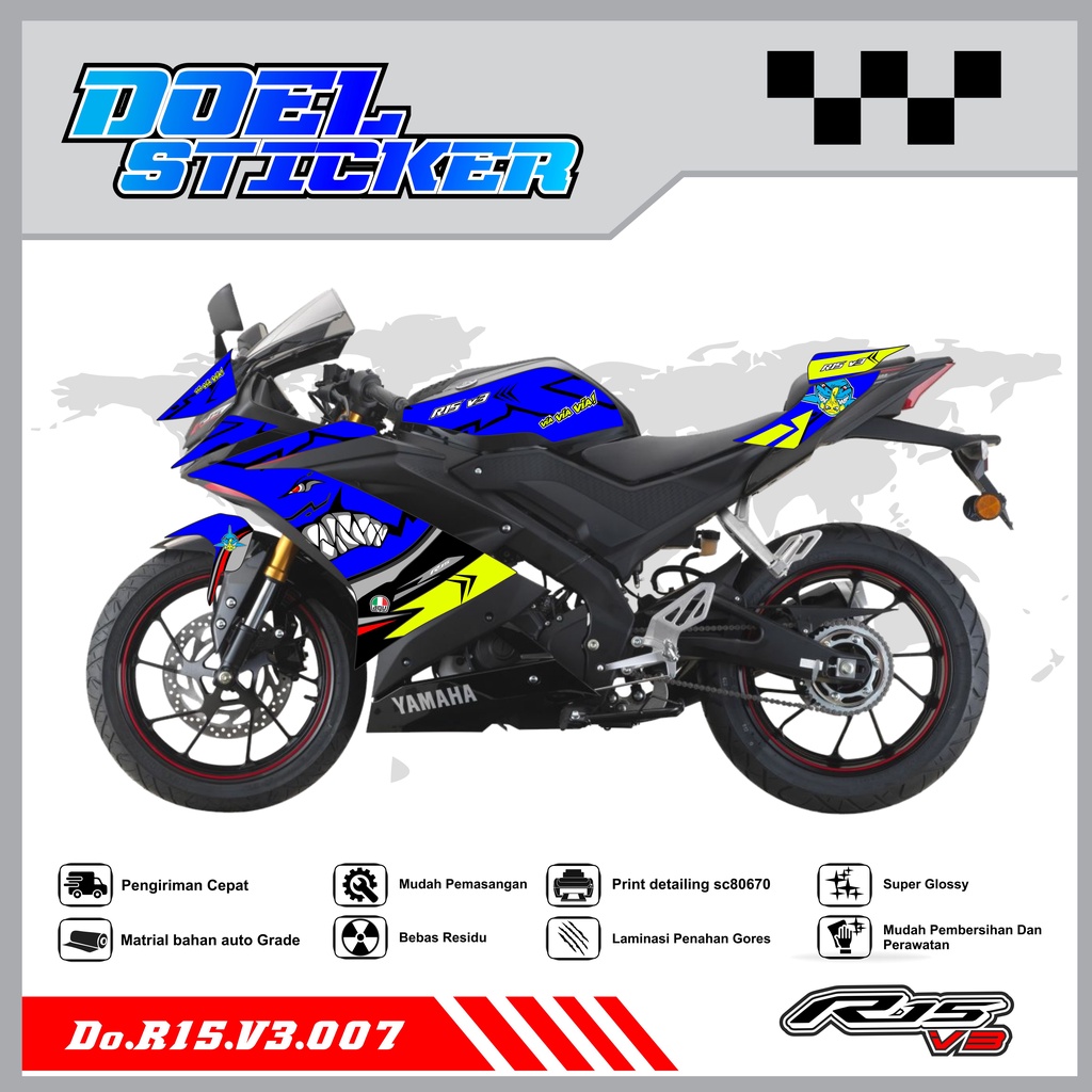 STICKER STRIPING R15 V3 - STICKER STRIPING SEMI FULL LIST VARIASI HOLOGRAM , CROME R15 V3 DOEL 007