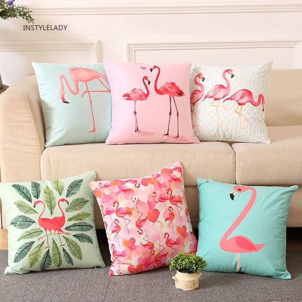 Iy Sarung Bantal  Sofa  Motif Flamingo Ukuran  45x45cm untuk 