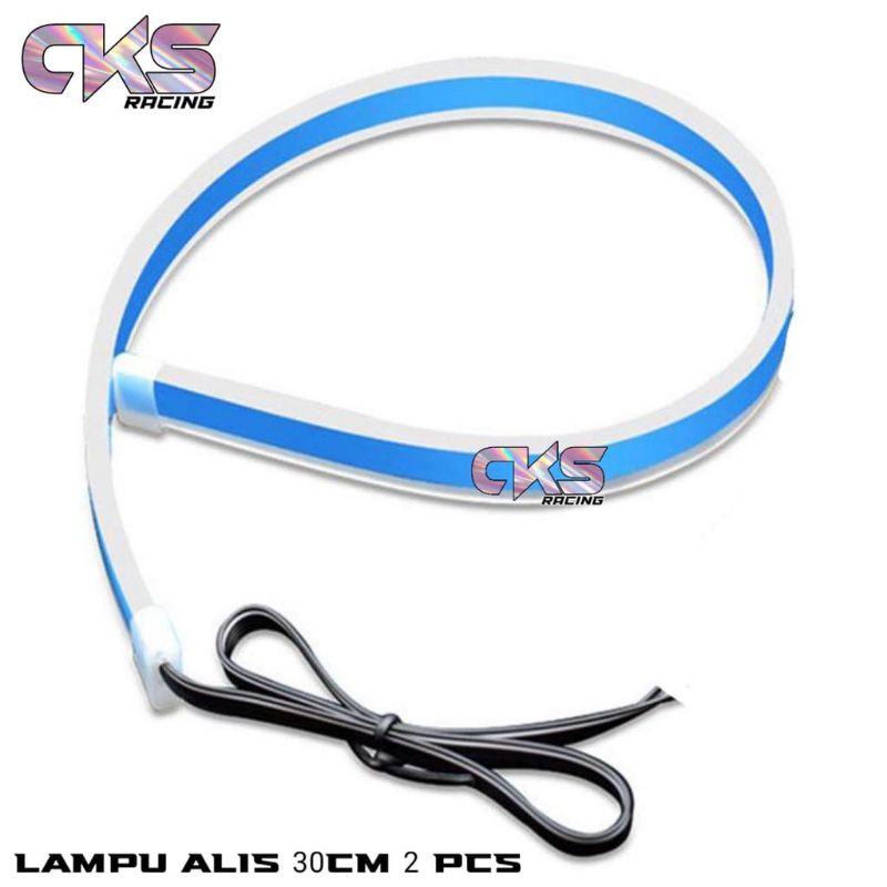 Lampu alis LED slim alis DRL flexsibel waterproof 12v 30cm 2 mode motor/mobil universal