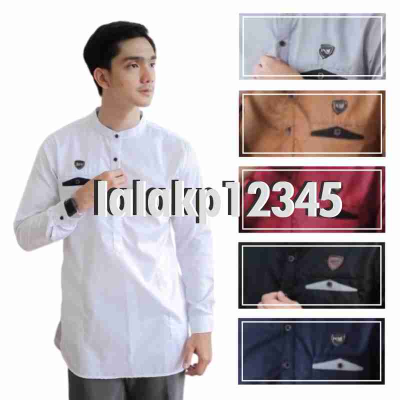 baju koko pria lengan panjang putih polos