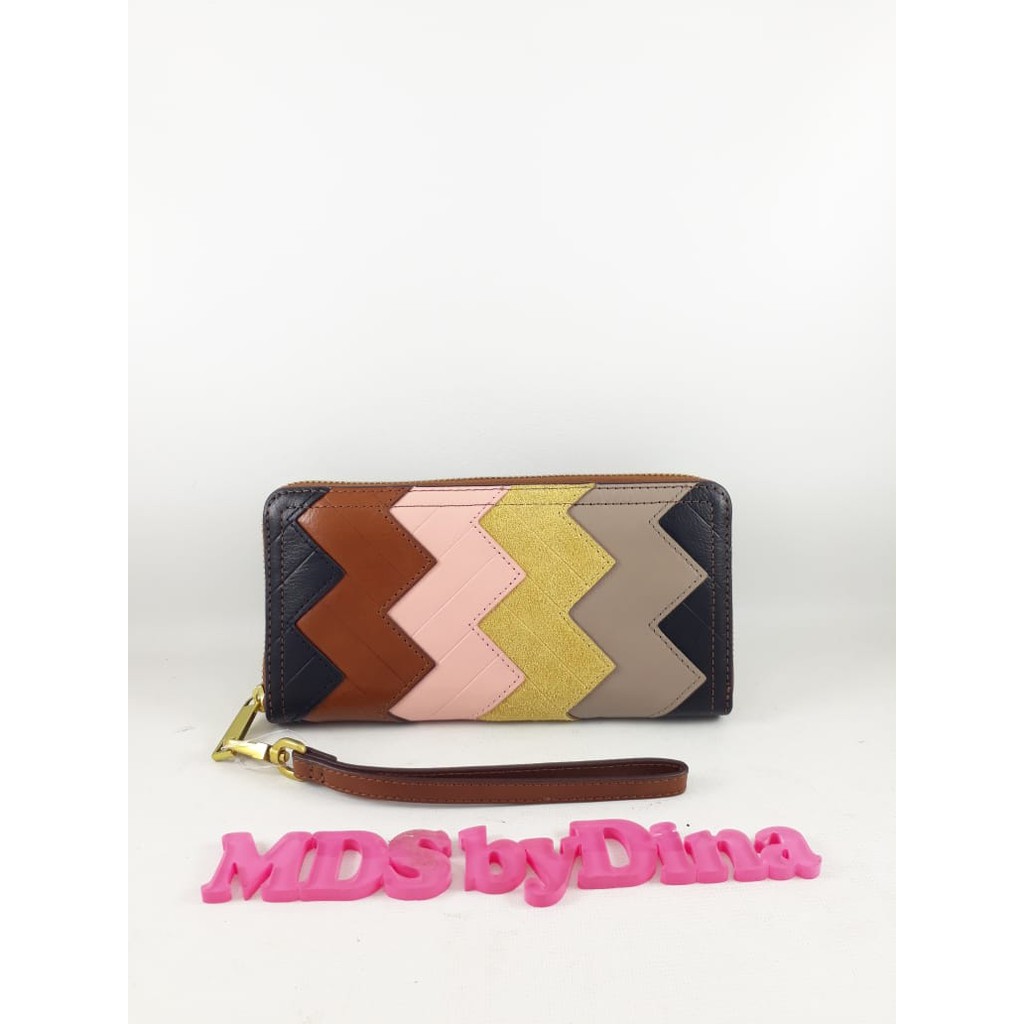 Fossil Logan RFID Zip Around Clutch Patchwork