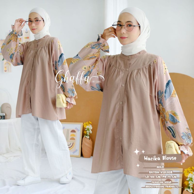 Blouse motif kekinian / Hacika blouse by ghaffa the label / blouse muslimah