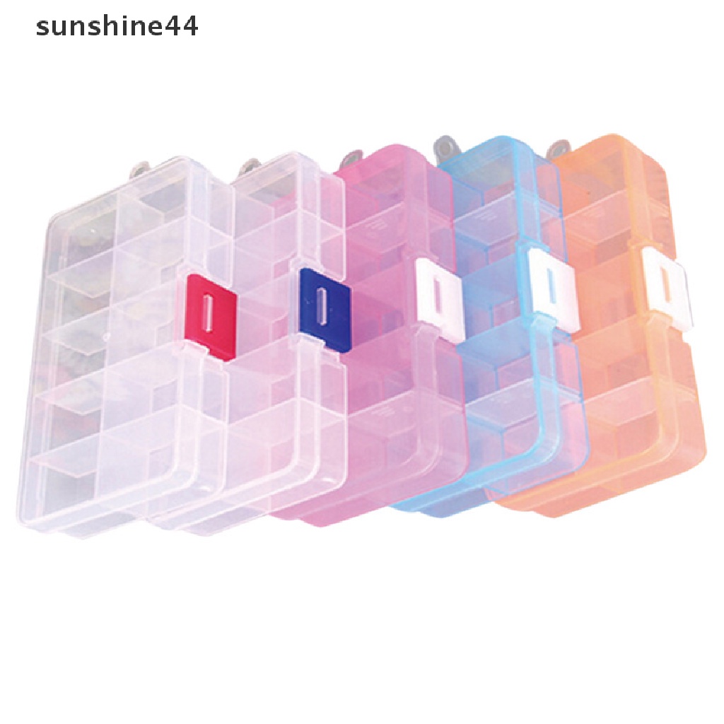 Sunshine Kotak Organizer Perhiasan / Manik-Manik 10 Slot Adjustable Bahan Plastik