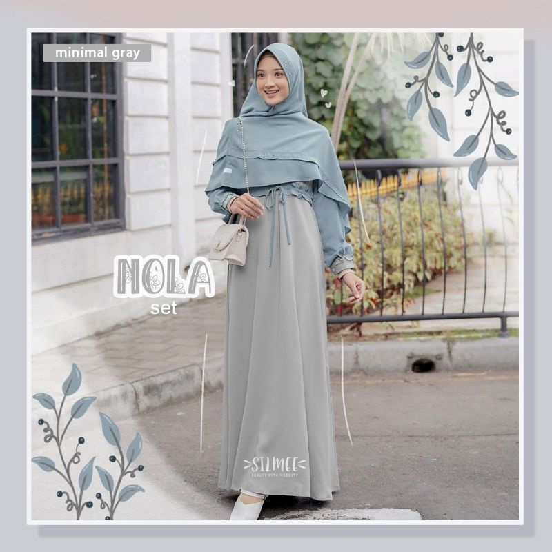 READY Nola Dress silmee ori - gamis busui set khimar antem denaf.outfit