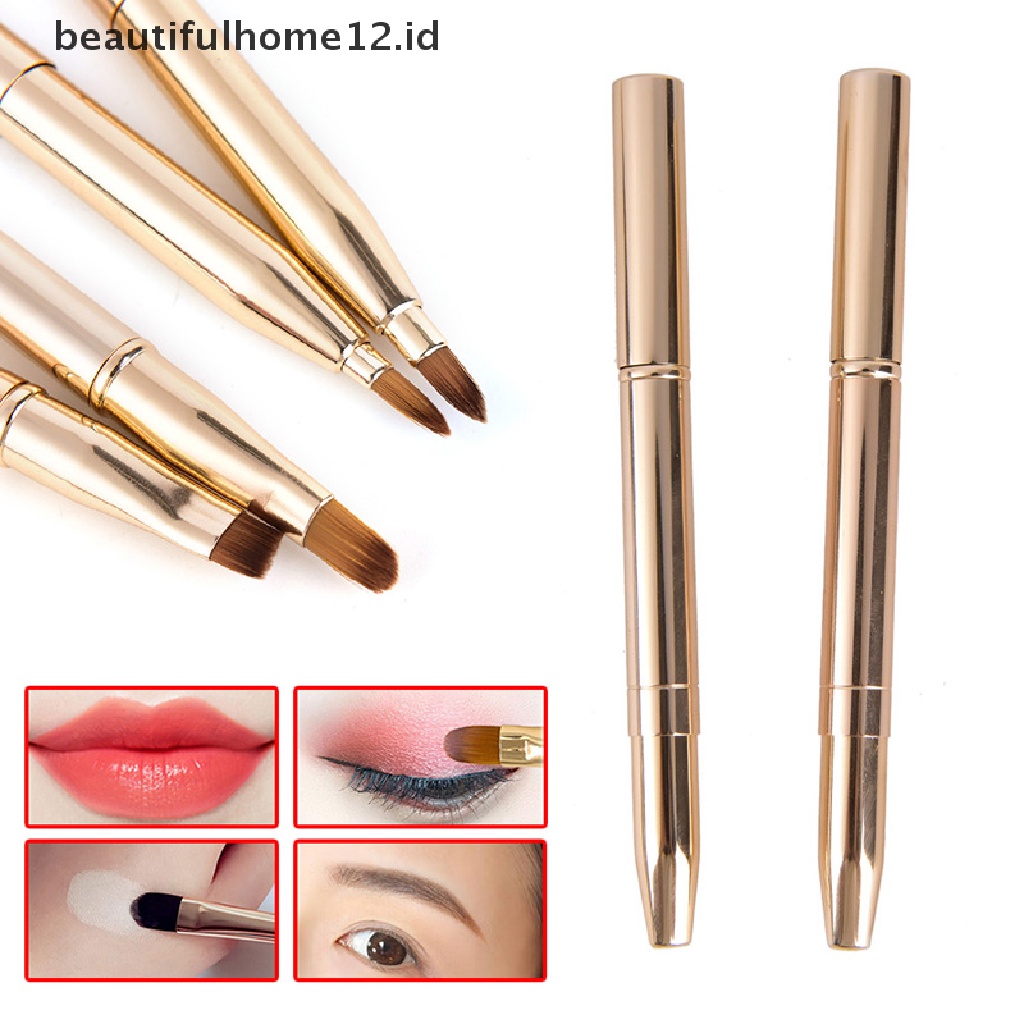 (Kesehatan &amp; Beauty Tool) Kuas Makeup Dua Sisi Retractable Untuk Bibir / Eyeliner / Eyeshadow / Alis