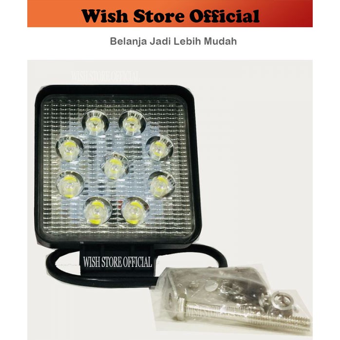 Foglamp Fog lamp lampu kabut sorot tembak bumper Universal Kotak 5" inch 9 LED JZ6001 satuan 1 pcs