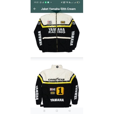 jaket Yamaha vintage classic hitam cream