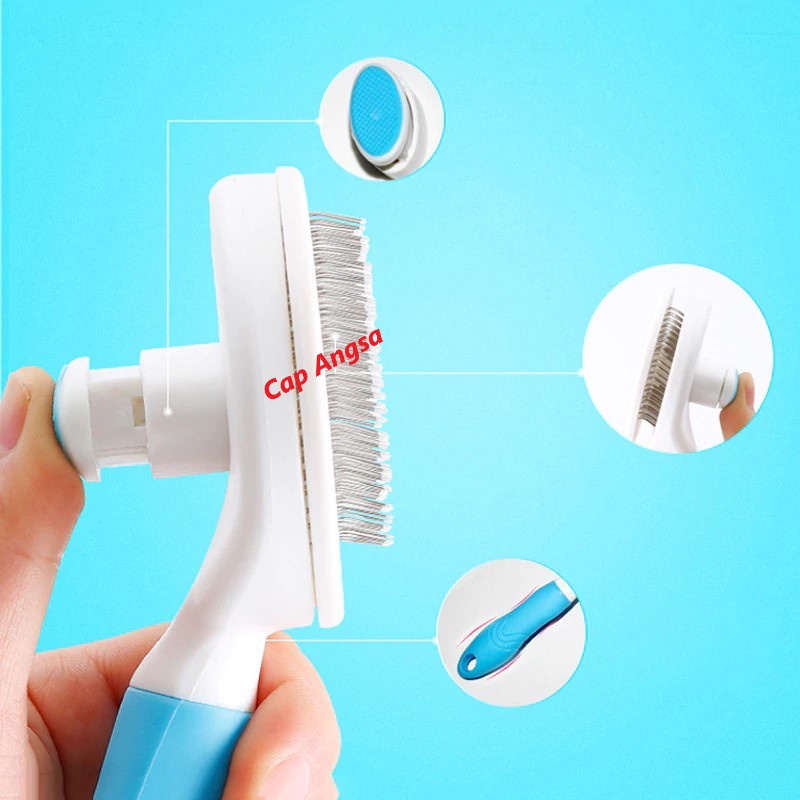 SISIR HEWAN ANJING KUCING OTOMATIS PET GROOMING BRUSH COMB AUTOMATIC SHEEDING CAT DOG GROMING TOMBOL