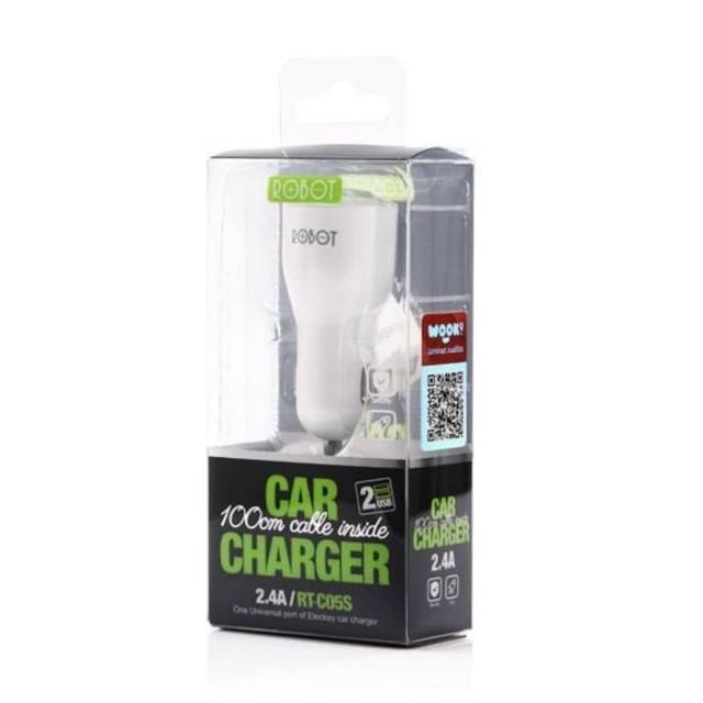 Car charger ROBOT RT-C05S dual USB port +  kabel