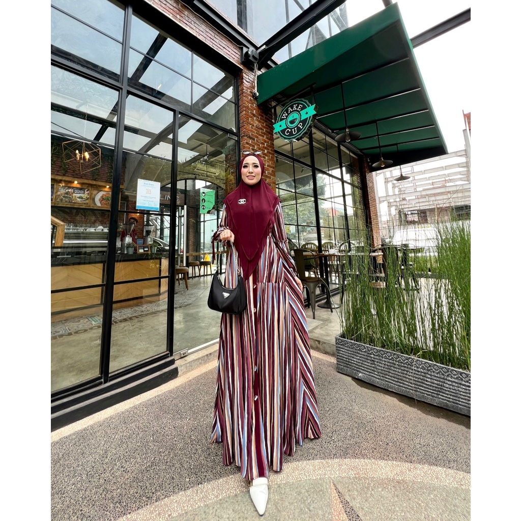Zahira1808 Aalifa 14 Syari Bahan Ceruty Baby Doll Gamis Muslim Syari Ibu Dress Hijab Muslimah Atasan Wanita ori GlZ-3