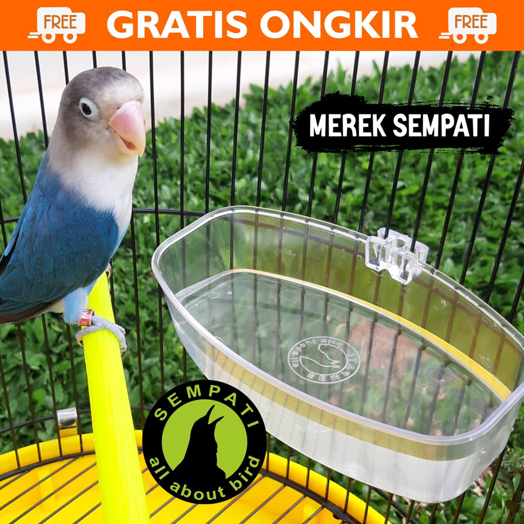 CEPUK MANDI BURUNG OVAL WADAH PLASTIK  MIKA  BENING TEBAL 