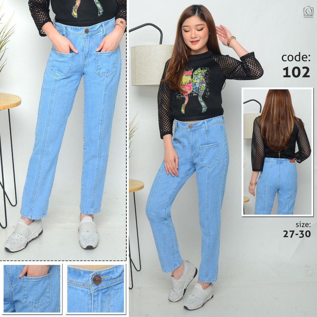 MC girl Celana Jeans Premium Boyfriend Kantong Depan Wanita