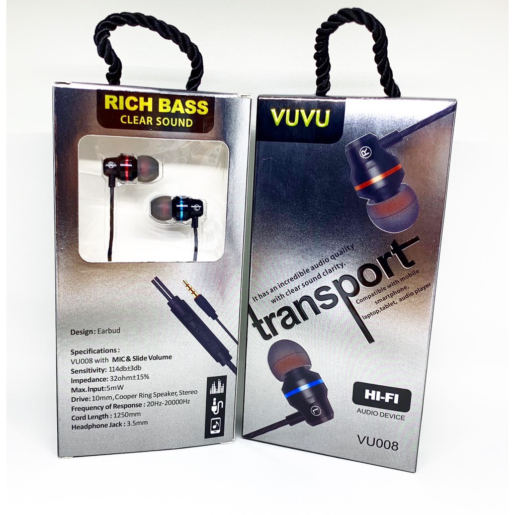 VUVU VU008 Earphones handsfree headset in ear Universal