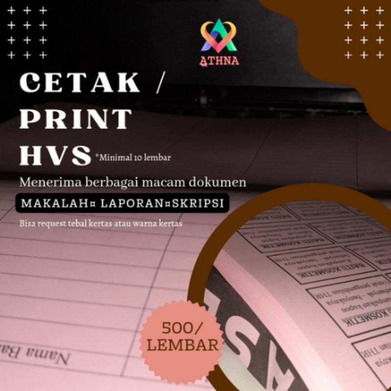 

Athna - Cetak/Print HVS Ukuran F4/A4 Kertas 80 gram Hasil Print Tajam dan Jelas