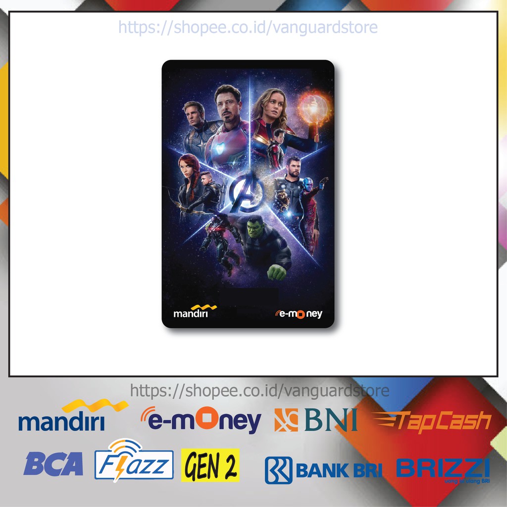 KARTU E MONEY E TOLL SUPERHERO AVENGERS ENDGAME ANIME 16 EMONEY MANDIRI FLAZZ TAPCASH BRIZZI