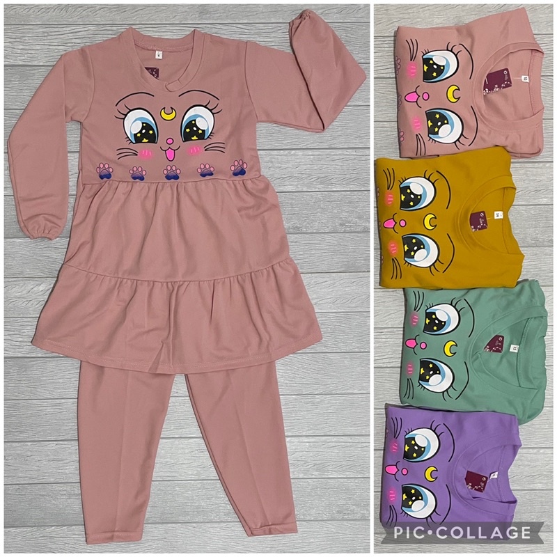 SETELAN TUNIK ANAK ONESET ANAK MUSLIM HIJAB SETELAN PP SETELAN ANAK TANGGUNG