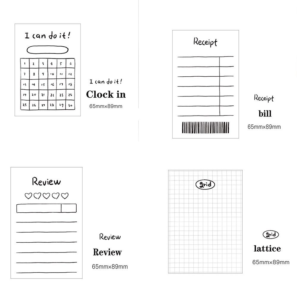 【COD Tangding】50pcs/set Memo Pad Cute Check List Weekly Plan Time Manage Diary Note Memo Paper set journal Stationery