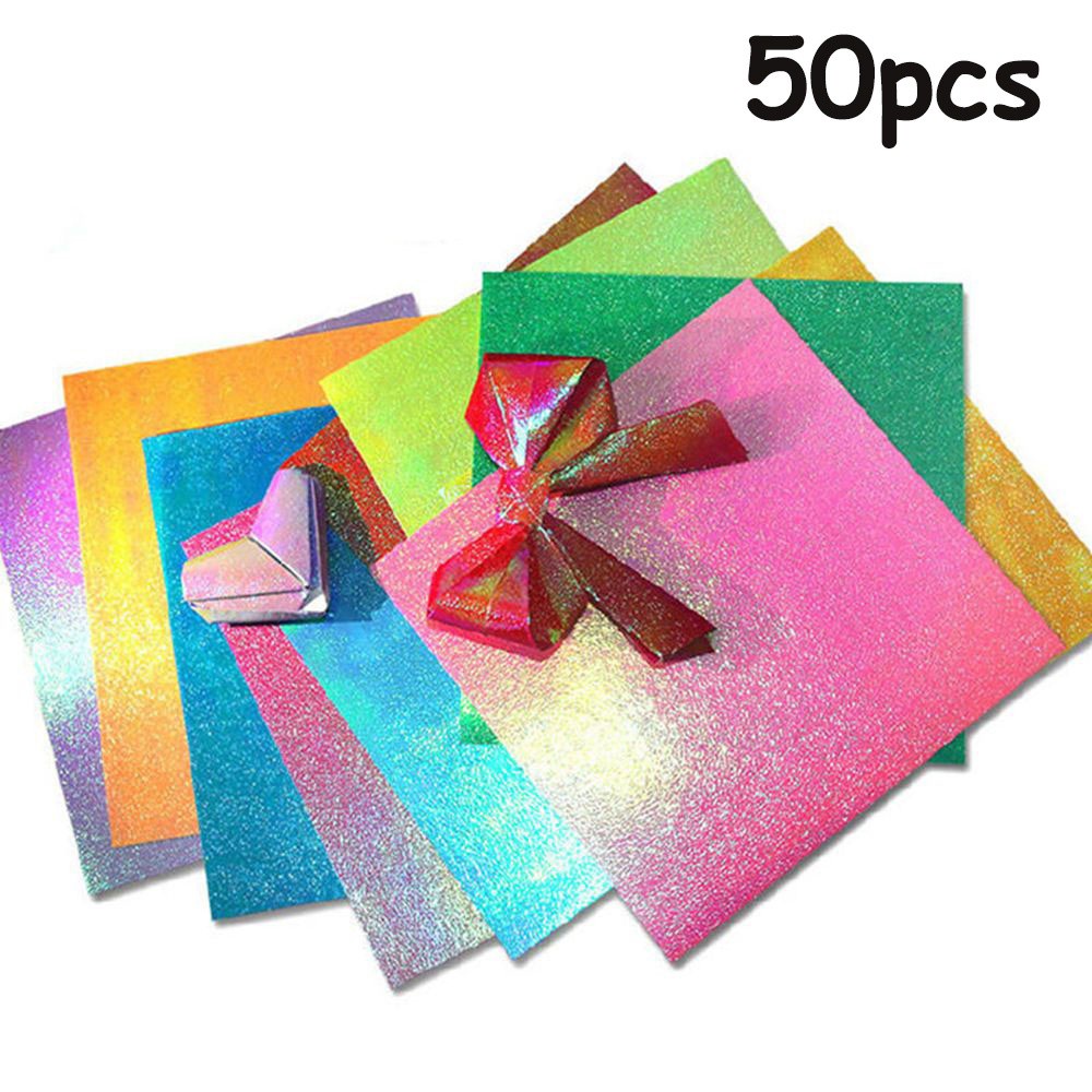 REBUY Colorful Origami Solid Color Craft Decoration Glitter Paper Beautiful DIY Square Kids Handmade Folding Scrapbooking