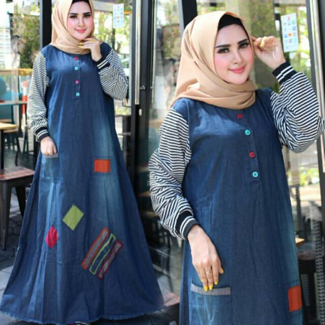 Maxy jeans kombinasi babyterry salur 3 model
