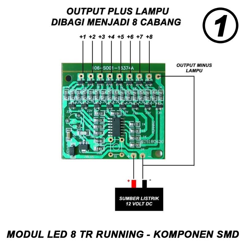 Modul Led 8 TR Running - Model 1 - Komponen SMD