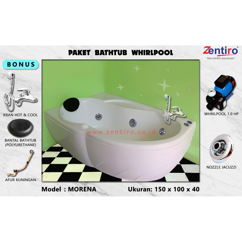 BATHTUB SUDUT WHIRLPOOL || BATHTUB JACUZZI ZENTIRO MORENA