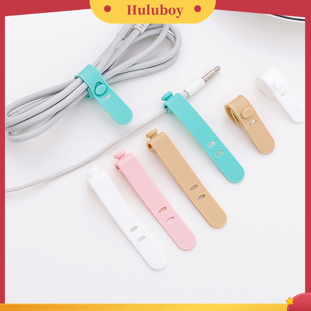 Huluboy 4Pcs / Set Winder Organizer Kabel Charger / Earphone Bahan Silikon Tahan Lama