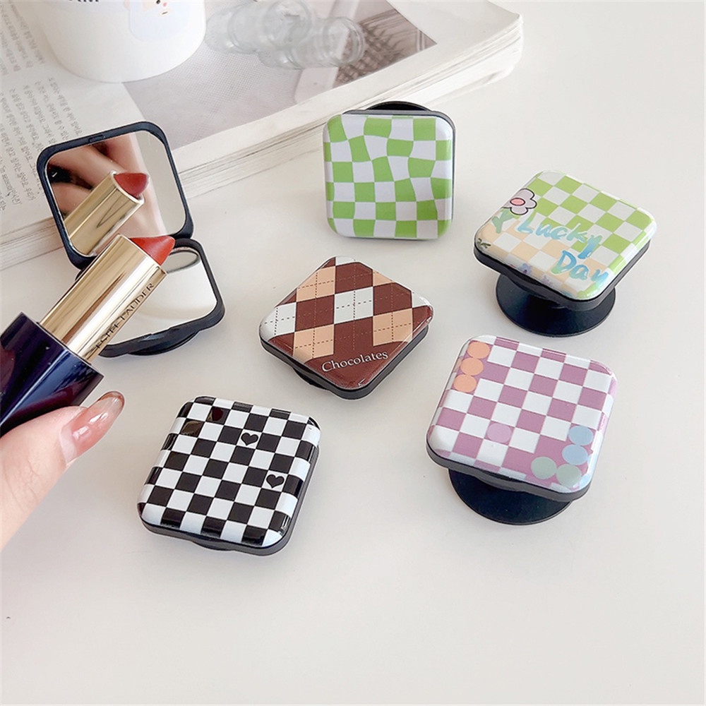 Popsocket Hp Motif Kotakkotak Dengan Cermin Bisa Ditarik