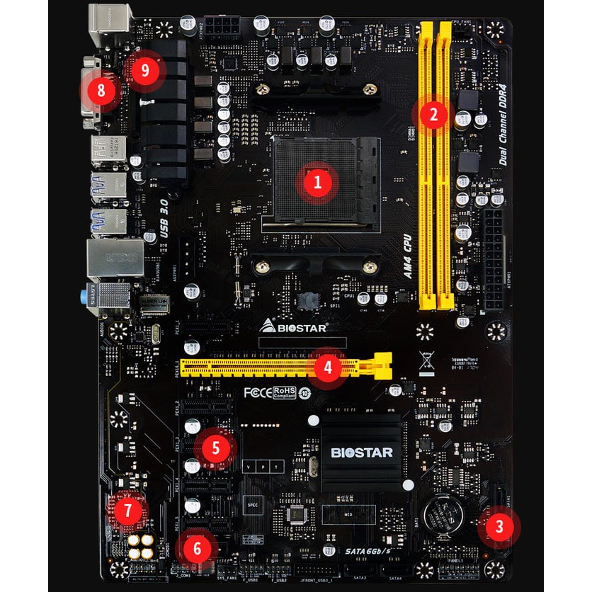 [TB350-BTC ]BIOSTAR MOTHERBOARD MINING SOCKET AM4 upto 6 VGA CARD