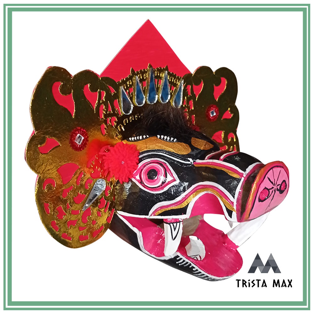 Topeng Barongan Anak Khas Bali - Tapel Barong Bangkung - Topeng Barong Babi Mainan Anak