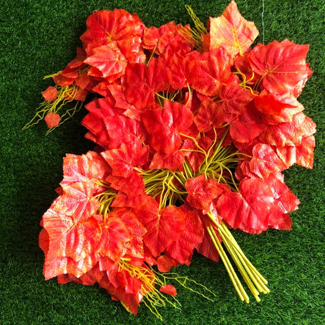 Daun Anggur Orange  Daun Dekorasi  Daun Plastik  D017  1 lusin