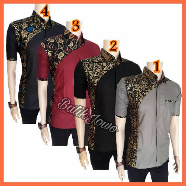 KAOS DISTRO JAKET PRIA // Asifa Batik HRB026 Kenongo Kemeja Tosca Pendek Pekalongan Padi M L Xl