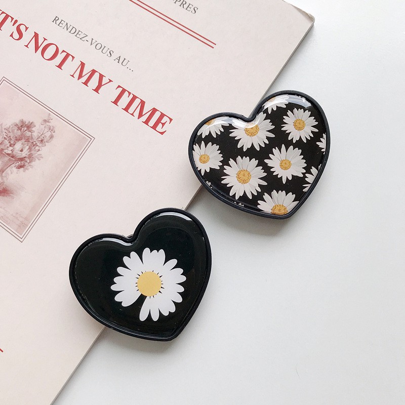 Korea INS Butterfly Flower Pattern Mobile Phone Bracket Heart Shaped Universal Daisy Folding Phone Holder Lazy Ring Stand