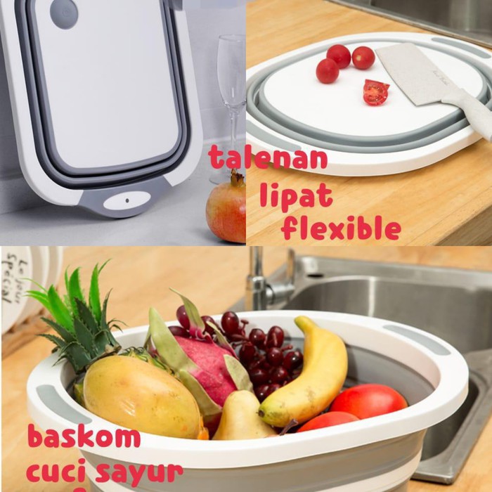 Talenan Lipat Baskom 3 In 1 Multifungsi dapur serbaguna piring multi