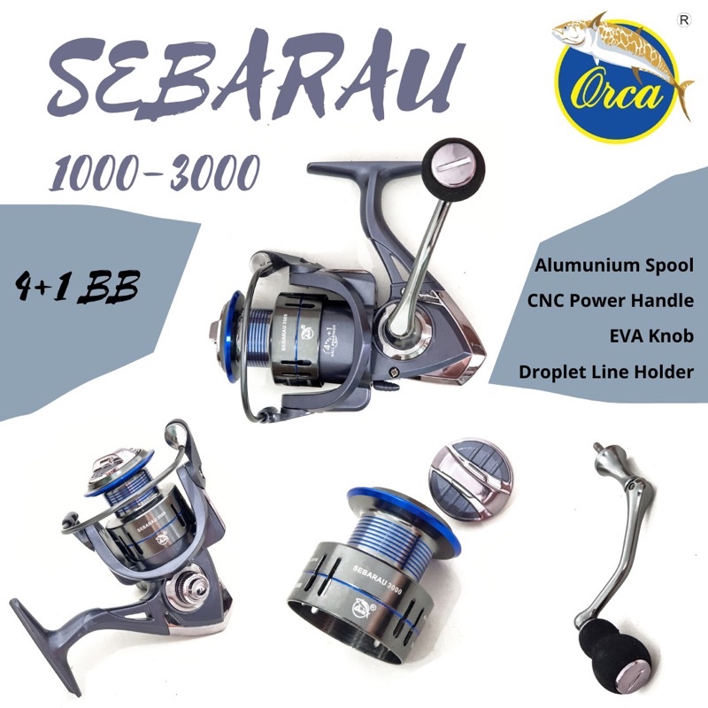 Reel Spinning  Power Handle Orca Sebarau 1000 2000 3000 4000 6000 Body Kokoh