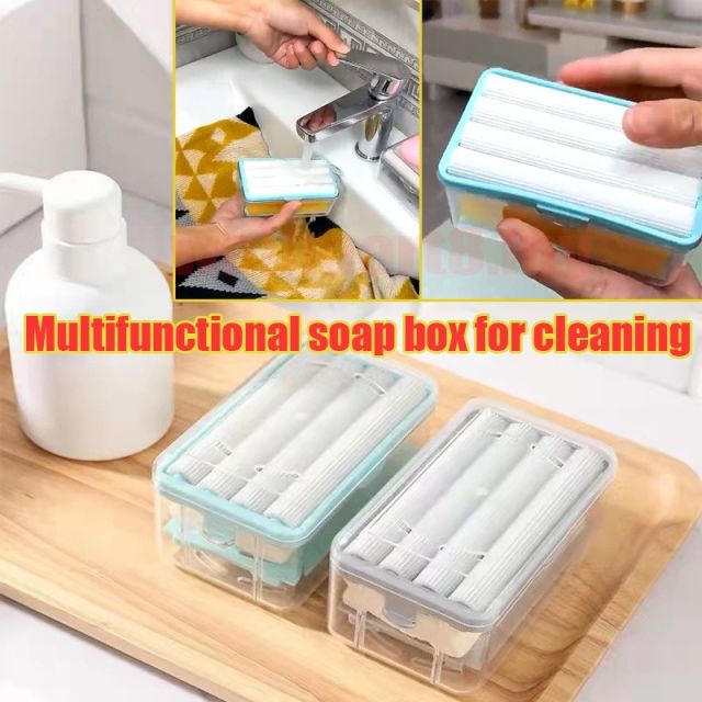 2 IN 1 KOTAK SABUN BATANG + SIKAT DISH SOAP WASH CLOTHES GADGET PORTABLE